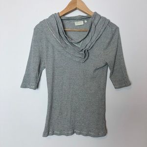 Anthropologie Deletta Black and White Ruffle Top